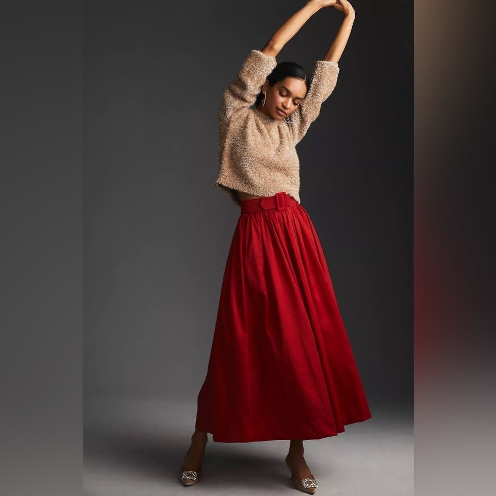Anthropologie Maeve Belted Maxi Skirt Size 8 - Picture 2 of 8